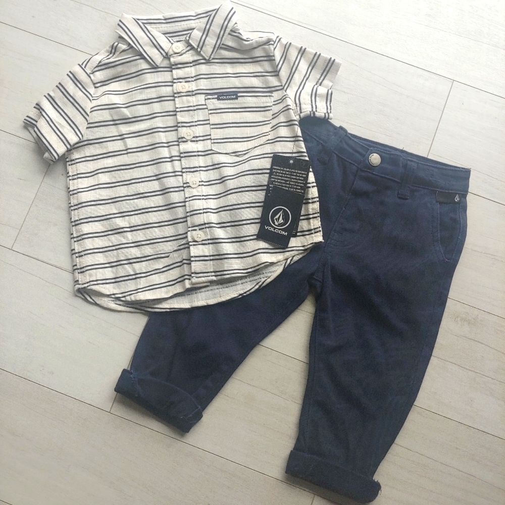 VOLCOM NEW Baby Button Up Shirt & Chino Pants